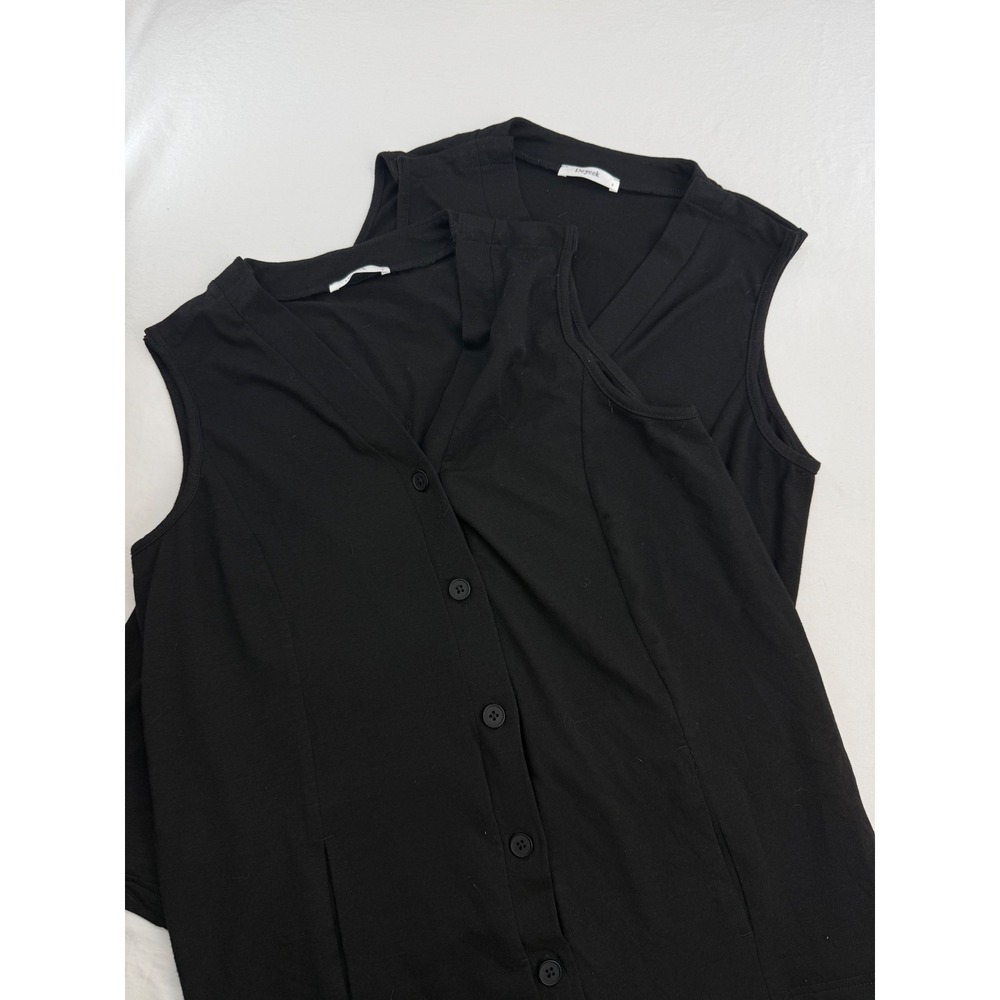 (2) Deyeek Women Post Surgical Recovery Top Black Drain Pockets Small Sleeveless - Picture 2 of 10